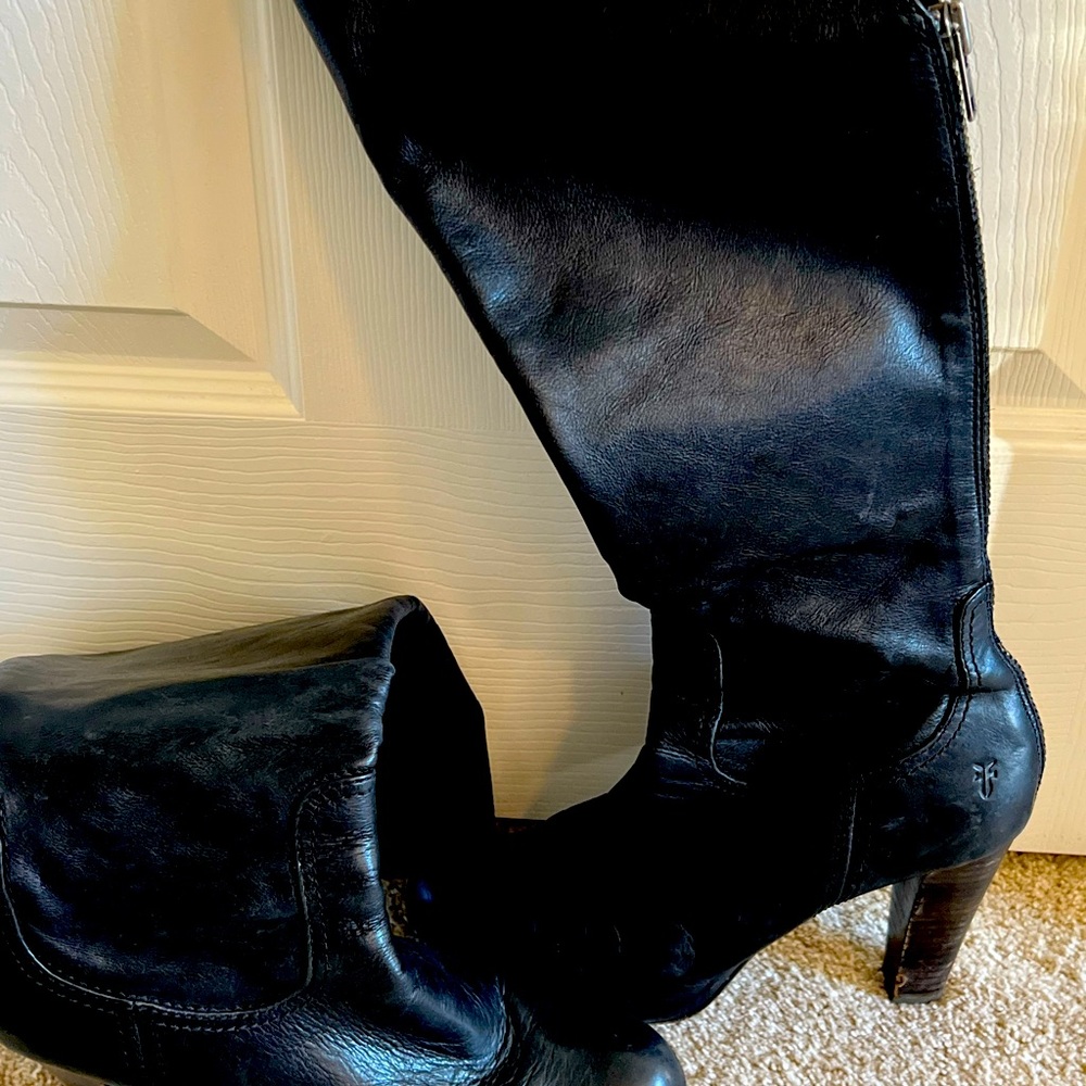 Frye black knee high boots, size 9